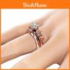 Fashion Womens Rose Gold 2pcs Set Unique Round Cut Engagement And Party Rings