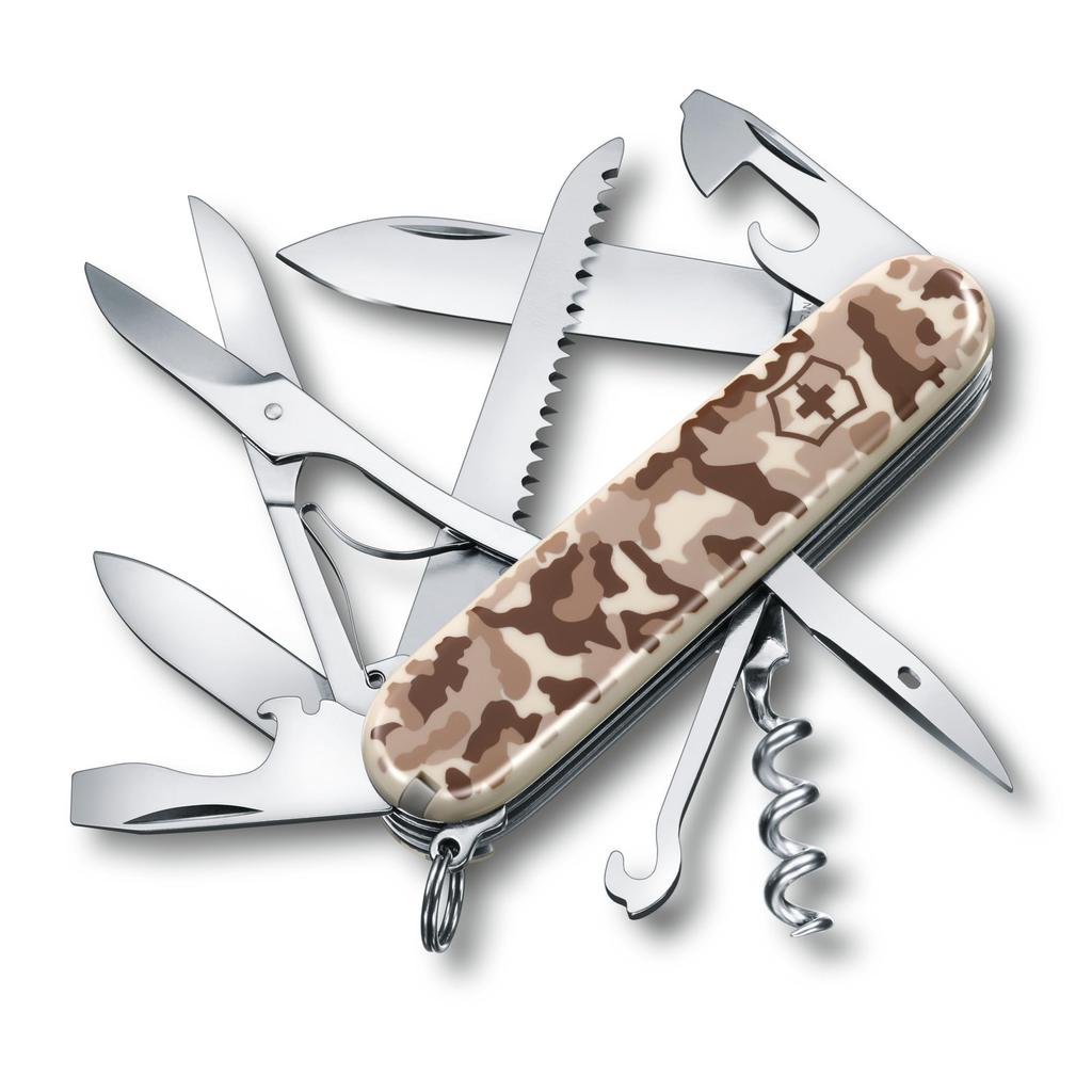 Cuțit elvețian VICTORINOX Huntsman Desert Camuflage, cuțit multifuncțional, pentru prevenirea dezastrelor, foarfece pentru alpinism, drumeții, camping și alte activități, cu