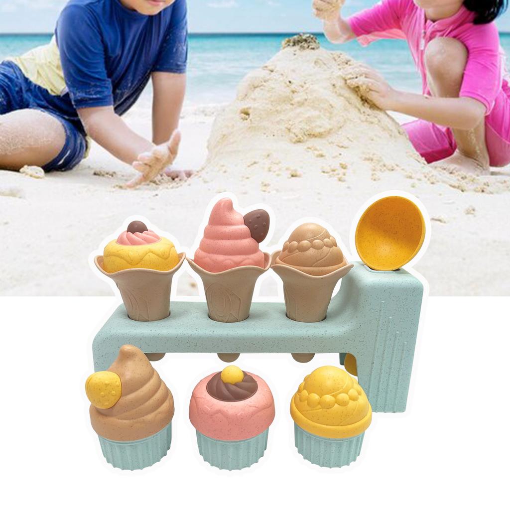 Washable Ice Cream Pretend Play Accessories Safe Educational Sand Play Set Toy For Preschooler Wheat Straw Sandpit Toy
