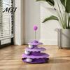 Educational Kitten Activity Center Cat Toy Roller, 3-Level Turntable Toys with 3 Balls, Anti-Slip Puzzle Multi-layer Track Ball Toys, Detachable Toy,