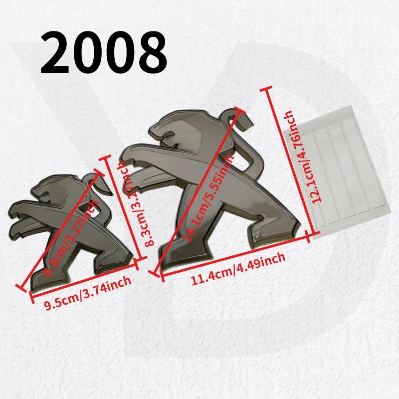 UHHA5 ABS Plastic Transparent Black Car Front Badge Rear Trunk Emblem Stickers for Peugeot 2008 3008 Auto Head Modified Decoration
