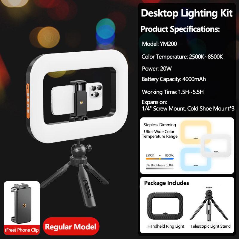 Handheld LED Ring Light USB Rechargeable for Phone Photography Live Streaming Makeup Fill Lamp for Microphone TikTok YouTube