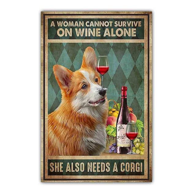 Retro art animal canvas painting lovely dog reading poster slogan wall painting living room bedroom home decoration mural No Frame