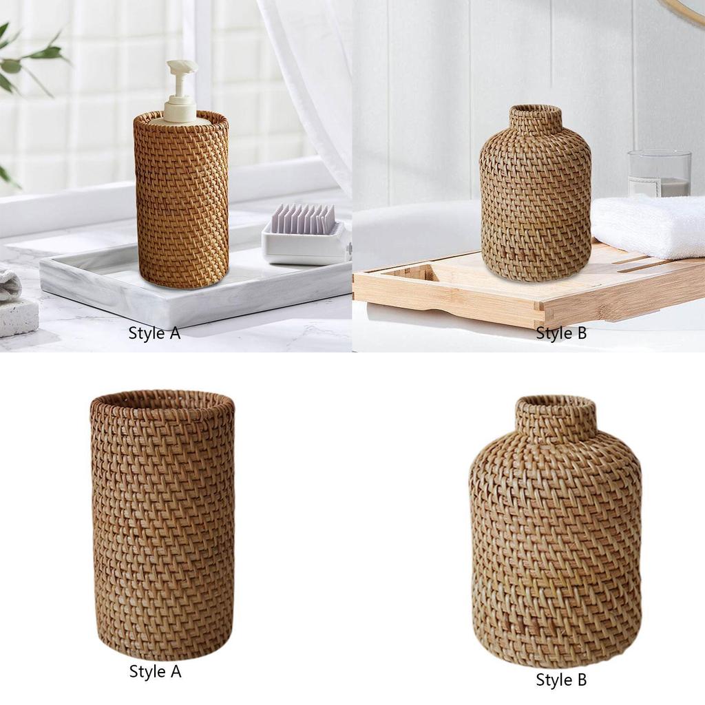 Rattan Flower Vase Organizer Storage Holder Woven Plant Pot Decoration Ornaments for Desktop Wedding Party Office Fireplace