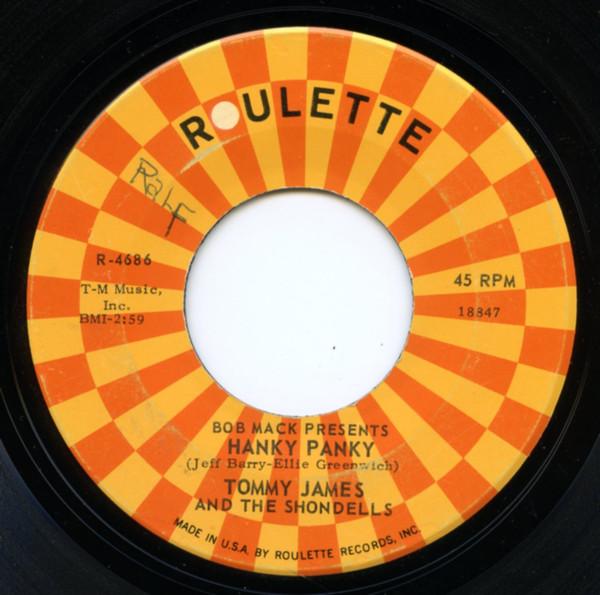 7inch Record TOMMY JAMES & THE SHONDELLS - Hanky Panky R4686 Roulette 1966 US Rock Used