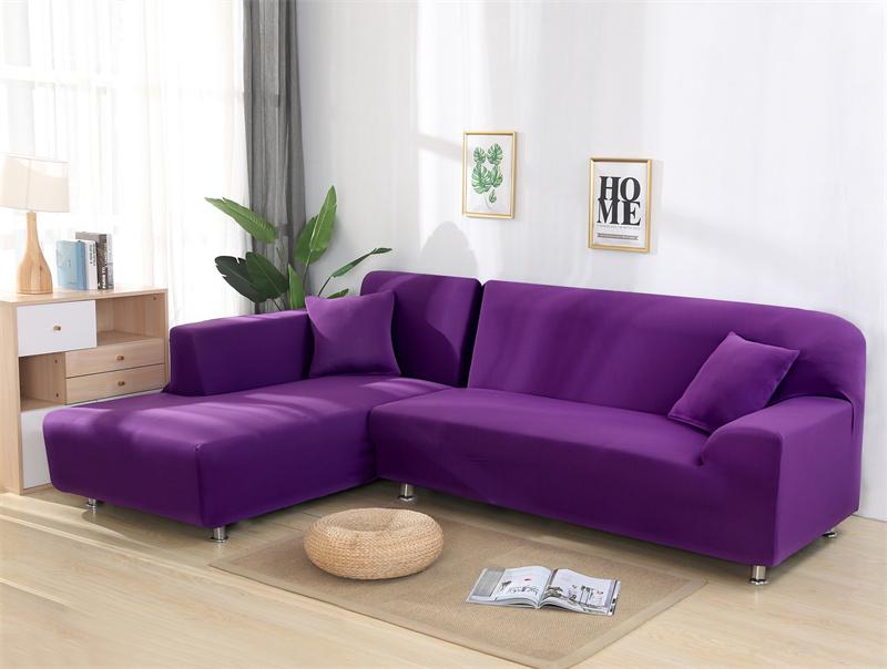 Elastic Solid Color White Sofa Covers for Living Room Corner Couch Cover L Shaped Chaise Longue Chair Slipcovers 1/2/3/4 Seater