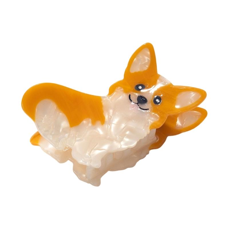 

Cartoon Puppy Hair Claw Clip Cellulose Acetate Barrette Stitched Design Nonslip Teeth for Women Lady