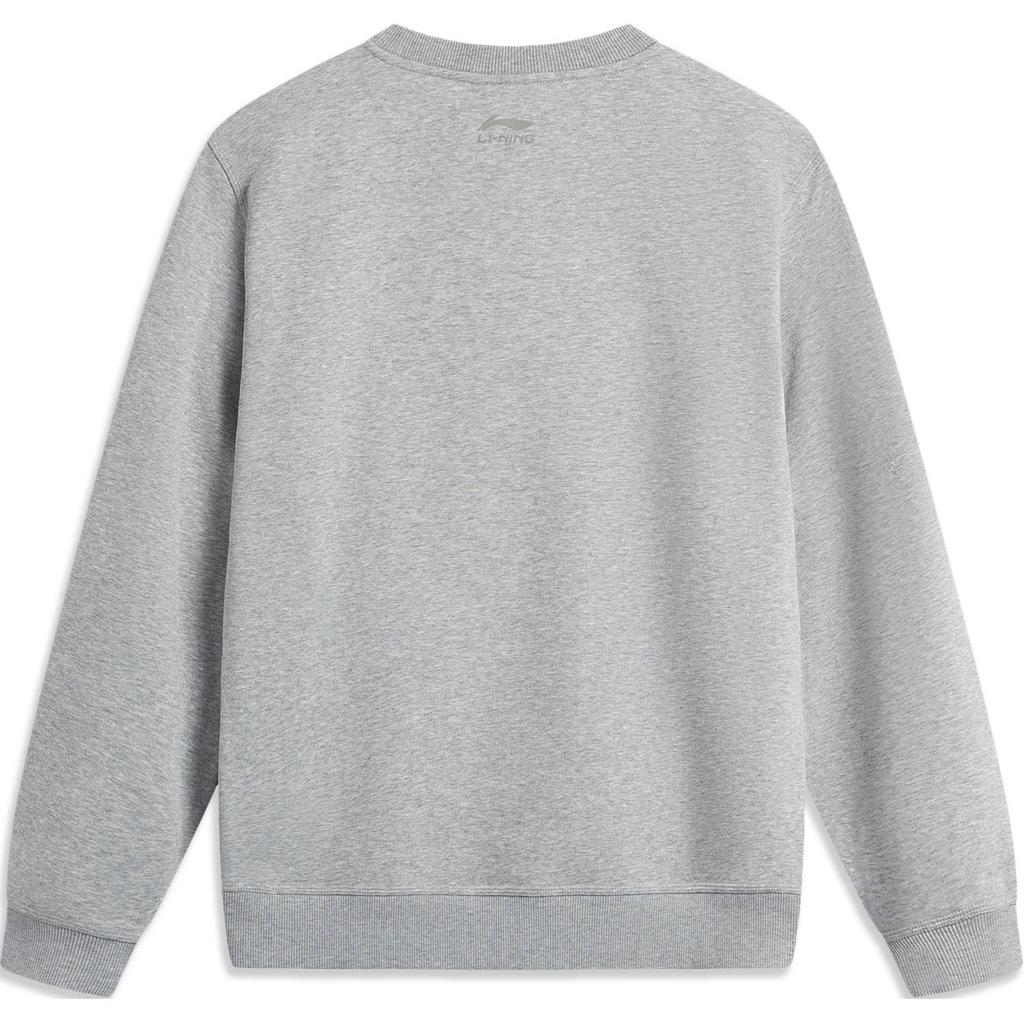 Li Ning Sports Lifestyle Series Letter Breathable Comfortable Warm Fleece Pullover Long Sleeve Sweatshirt Men Sweatshirt Gray AWDU679-2
