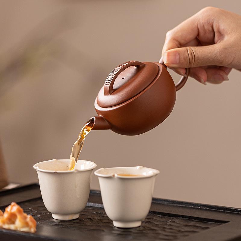 Zisha Pot Pure Handmade Kung Fu Tea Set for One Person Single Pot Raw Ore Purple Mud Small Capacity Zhu Mud Brewing Teapot Hantile Pot