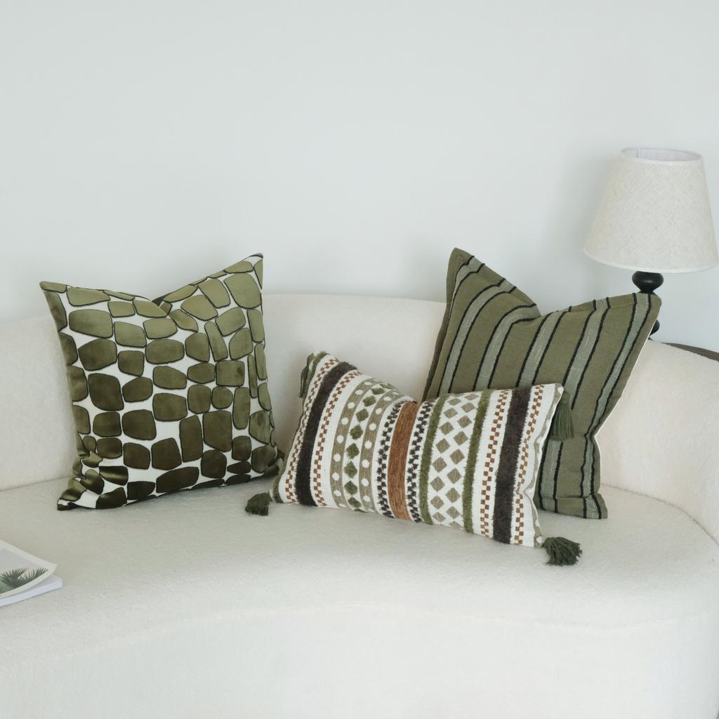 Bohemia Dark Green Throw Pillowcase Cojines Vintage Cotton and Linen Sofa Cushion Cover Headboard Pillow Covers 30x50/45x45cm