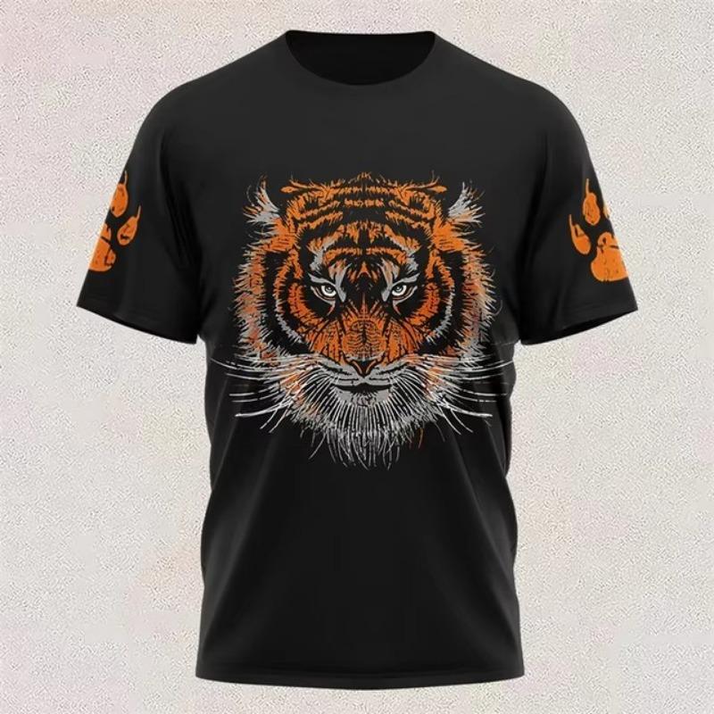 T Shirt Colorful Tiger Graphic Short-sleeved T-shirt O Neck 3d Print T Shirts Daily Casual Short-sleeved Oversized Clothing