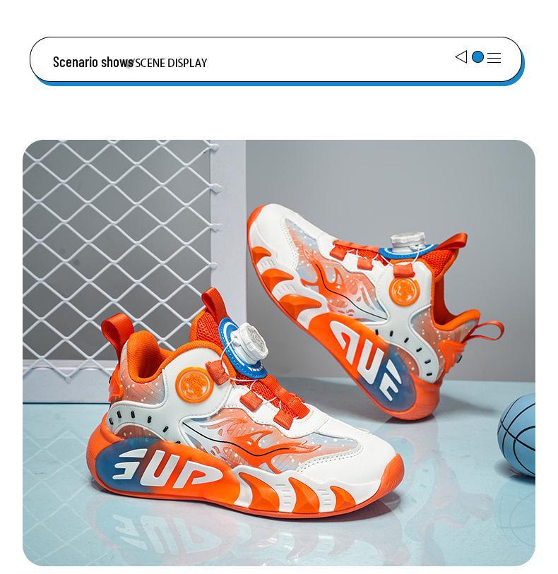 Kids' Waterproof Leather Sports Shoes: Lightweight Running & Basketball Sneakers with Rotary Button for Fall/Winter.