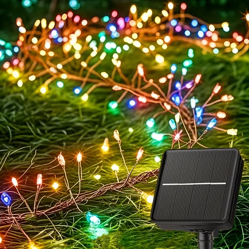 Outdoor 6m 200 LED Solar String Light 8 Mode Firecracker Solar Fairy Lights for Balcony Patio Tree Christmas Party Wedding Decor