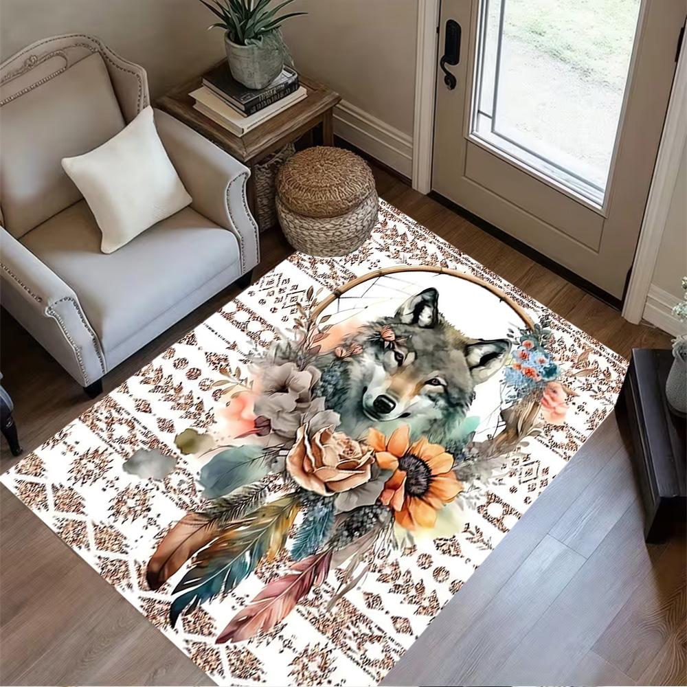 1pc Wolf Pack Forest Design Home Carpet Non-slip Office Decor Gift Living Room Bedroom