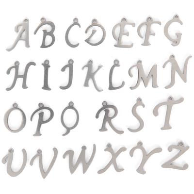 26 Stück DIY Buchstabenanhänger Handgefertigte Halsketten Armbänder Schmuck Bastelzubehör(Farbe Edelstahl 26 Stück Beutel )