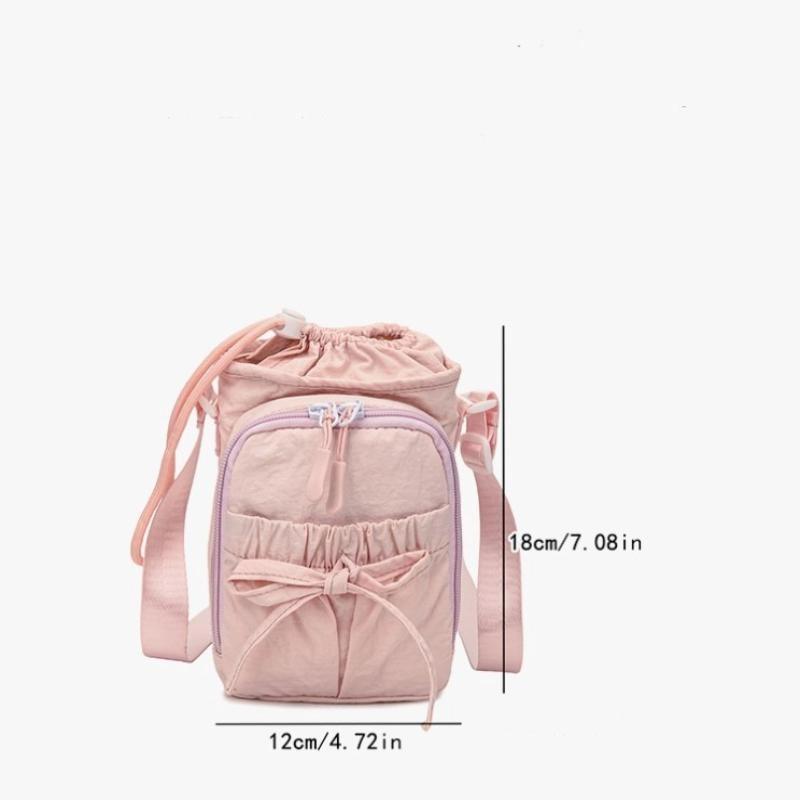 Bowknot Water Bottle Storage Bag Drawstring Waterproof Sport Shoulder Bag Portable With Strap Phone Pouch Cup Accessories