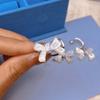 Hejia Mother-of-Pearl Bow Zircon Sterling Silver Ring Set - Women's Japanese & Korean Fashion, Elegant Closed Index Finger Design.