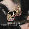 Medieval Enamel Color Oil Drop Pattern Earrings, Retro Literary and Ethnic Style Ear Buckle Earrings