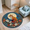 Flower Fox,Round Area Rug,Carpet Rug for Living Room Bedroom Sofa Playroom Decor,Non-slip Floor Mat