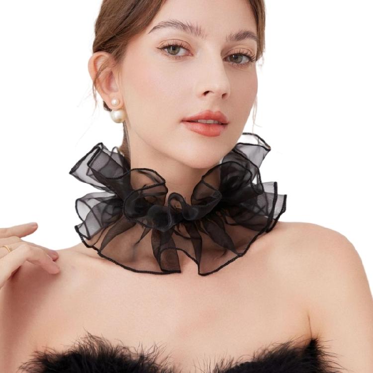 Adjustable Tie Ruffled Collar Vintage For Victorian Age Costumes and Cosplay Halloween Accessory Versatile Collar