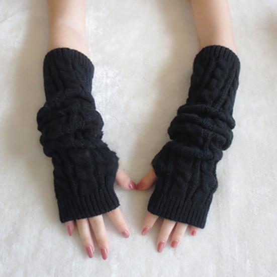 1 Pair Arm Warmers Fingerless Thumb Hole Super Soft Knitted Stretchy Cold Resistant Solid Color Winter Women Long Sleeves