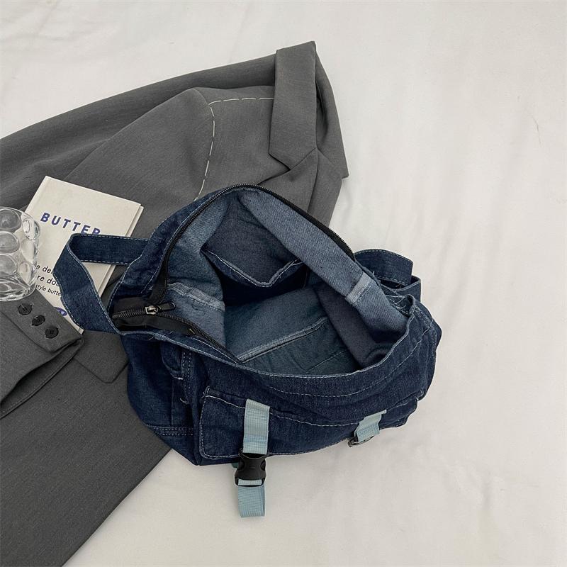Dámská crossbody taška z denimu s velkou kapacitou, studentská taška messenger, nákupní taška
