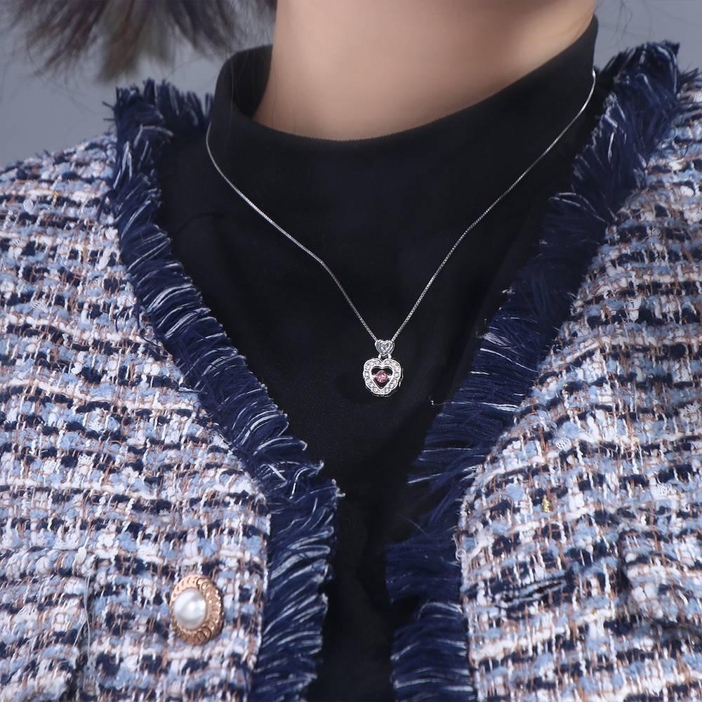 

Personality Pink Korean Heart Pendant Crystal Zinc Zinc Alloy Jewelry Y2K Hollow Necklace Women Necklace
