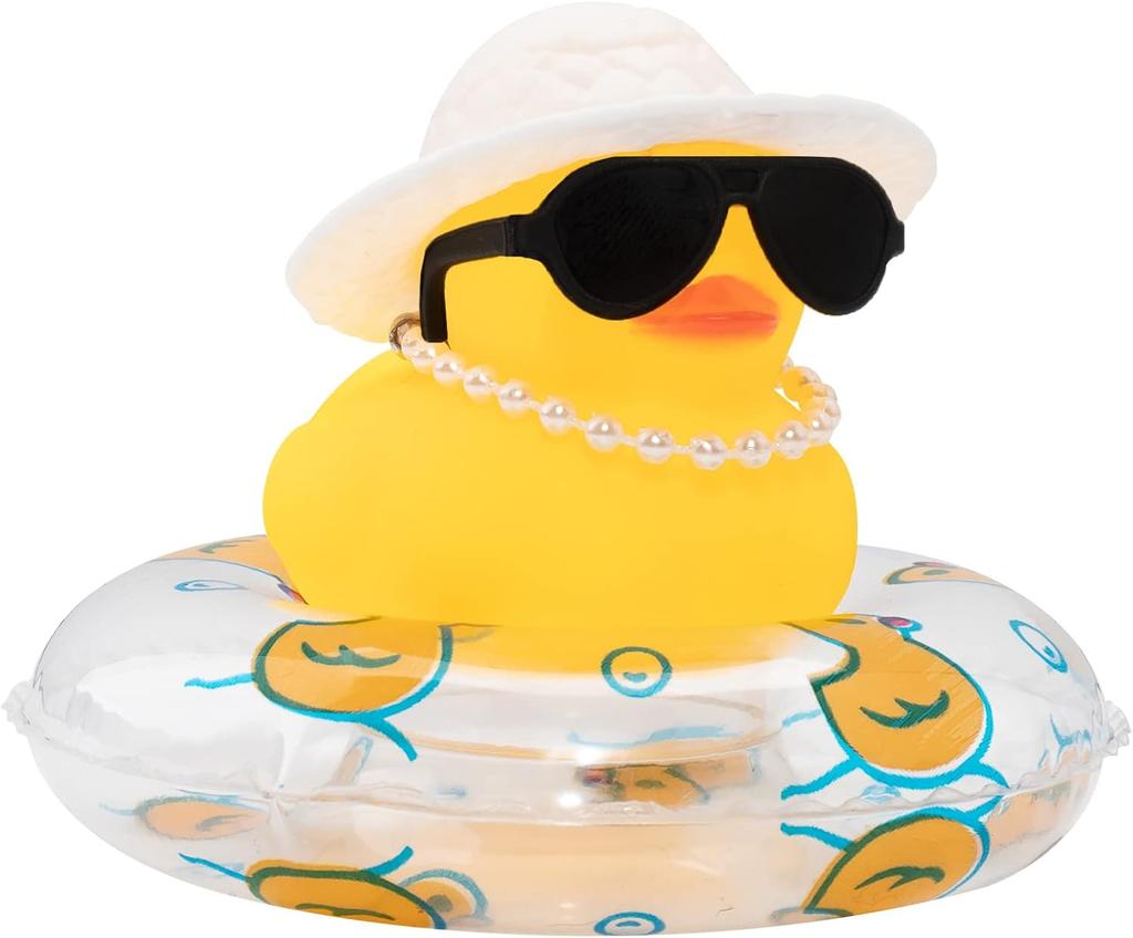 Car Rubber Duck Dashboard Yellow Duck Decoration For Car Dashboard Decorations Duck Toy With Swim Ring