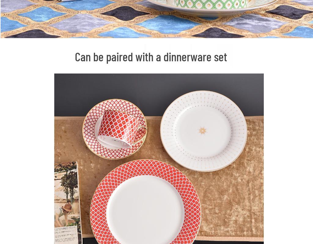 Set de Cești și Căni de Ceai și Cafea din Porțelan Os cu Șapte Culori, Placat cu Aur, cu Farfurioare