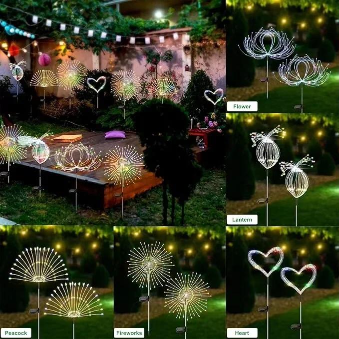 Solar Garden Lights Firework Lights Outdoor Leds-IP65 Waterproof with 8 Lighting Modes Fairy Light for Garden Christmas Wedding
