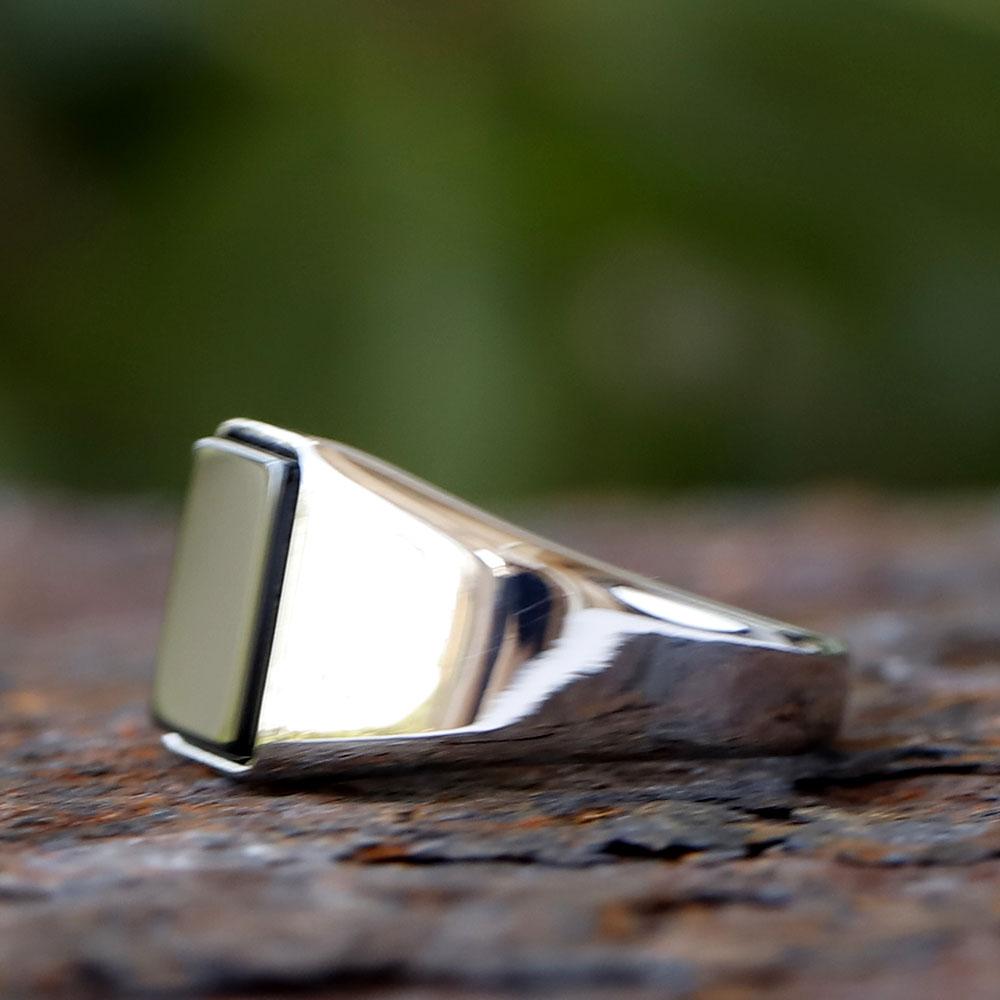 2024 Stainless Steel  Turkey Stone Ring Geometric Black Zircon For Anniversary Party Wedding Men's Luxury Jewelry