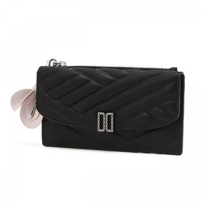 Black Dd Logo Cowhide Card Wallet