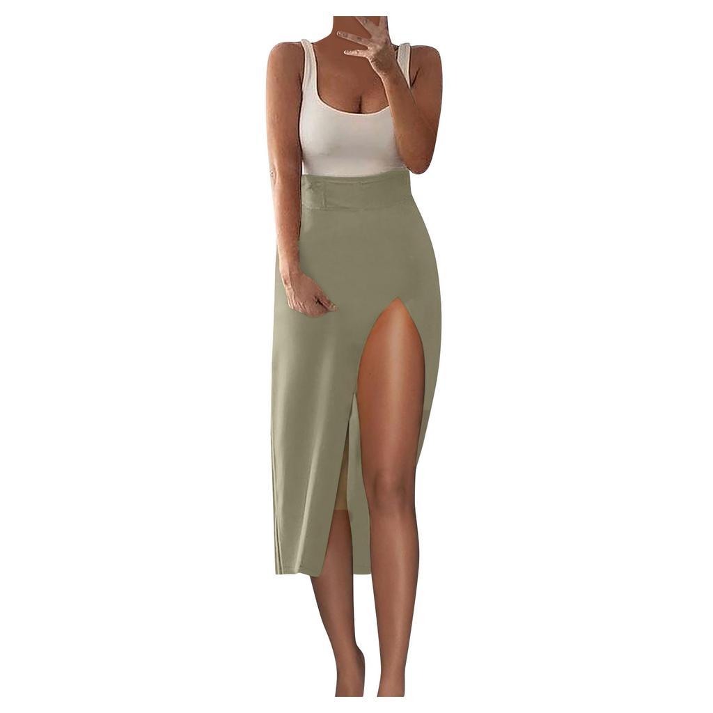 Ladies Skirt Elastic Belt Slim Fit Irregular Design Colorful Long Skirt