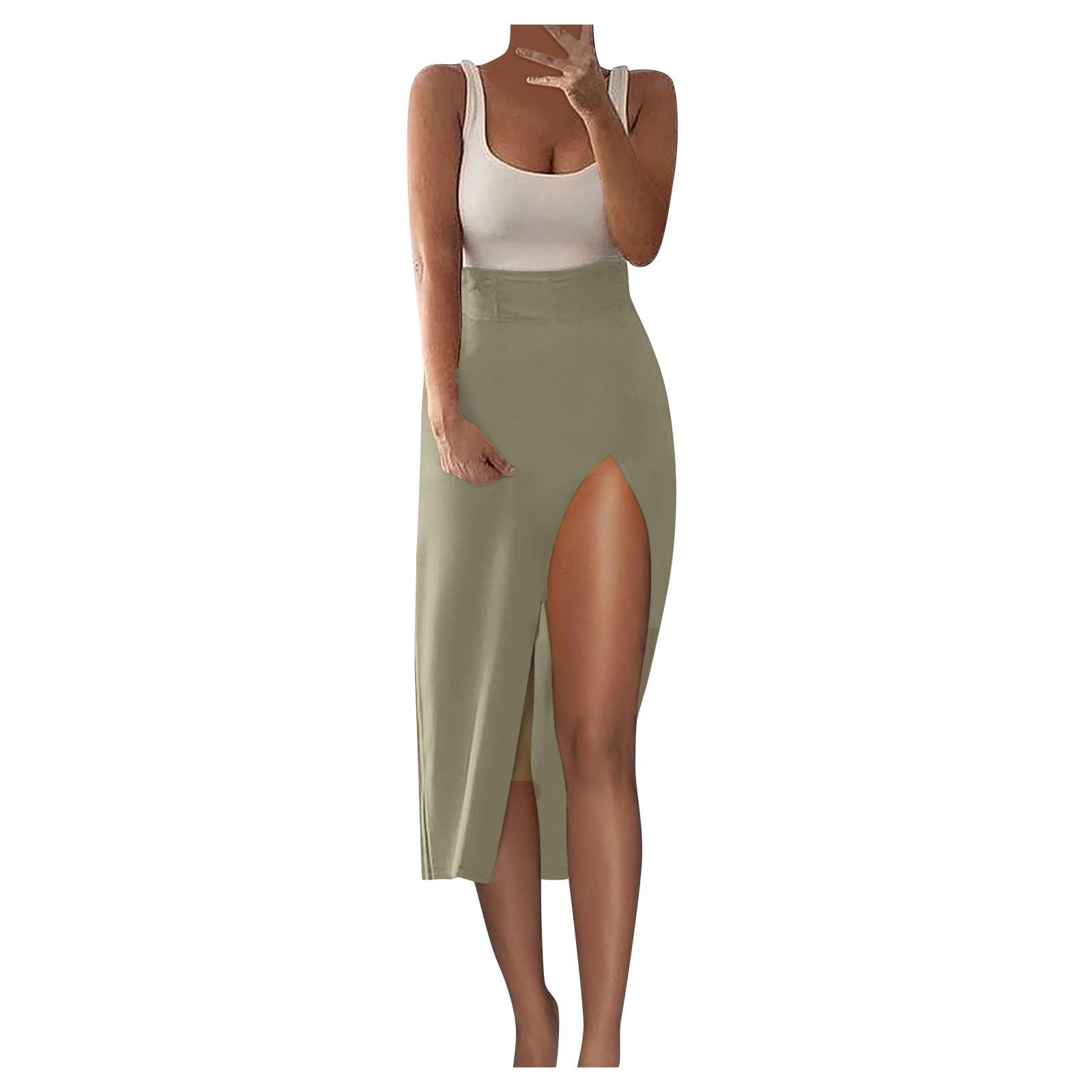 

Женская юбка с эластичным поясом, приталенная, нестандартного дизайна, красочная длинная юбка XL хаки