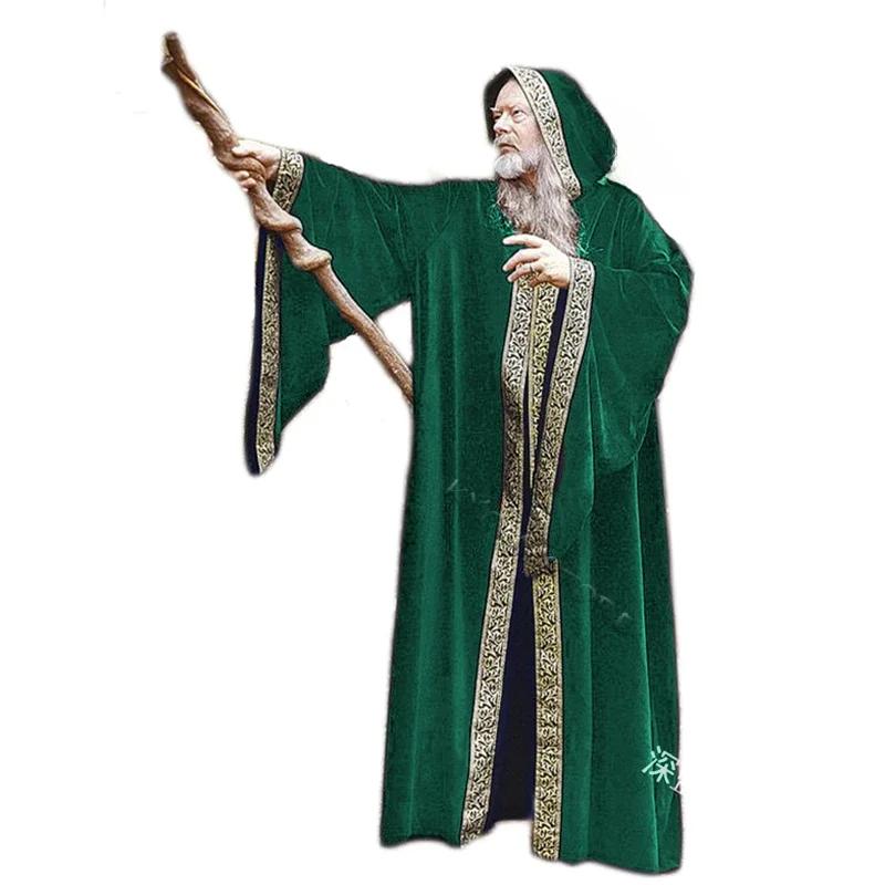 Kostuum Middeleeuwse Kaap Mantel Volwassene Met Kap Dood Vampier Tovenaar Monnik Heks Kostuum Priester Pastoor Gewaad Rob XL black