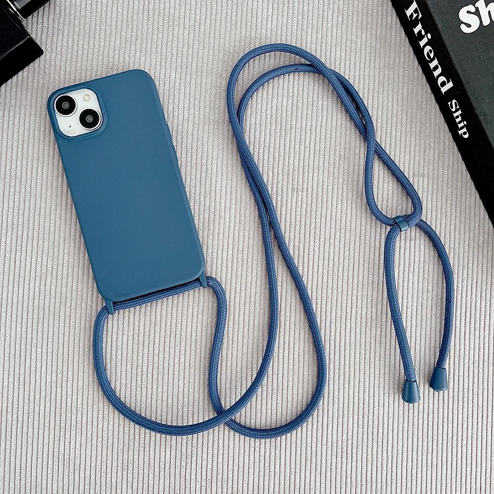 Crossbody Lanyard Cord Liquid Silicone Case For iPhone 16 Plus 11 12 Mini 17 15 14 13 Pro Max 17 Air Necklace Strap Soft Cover