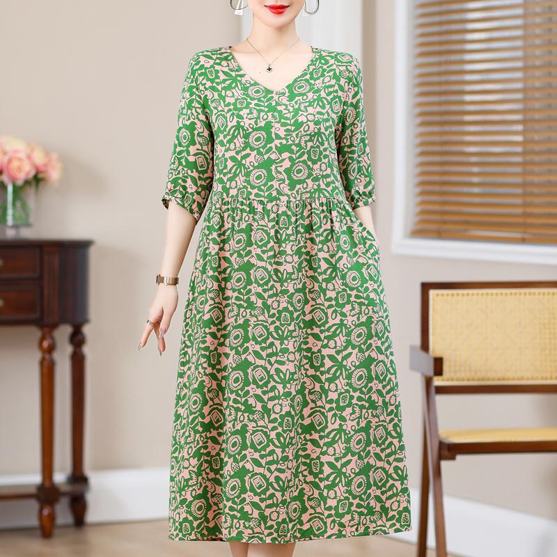 Summer Plus Size Elegant Dresses for Women  Casual Half Sleeve Long Dress