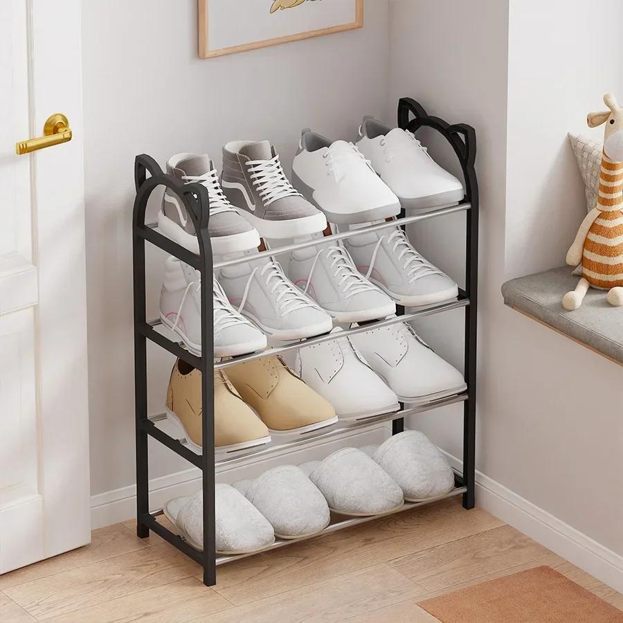 Simple Shoe Rack 4-layer Practical Shoe Cabinet Home Shoe Storage Rack Space-saving Removable Cat Galvanized Tube Shoe Rack