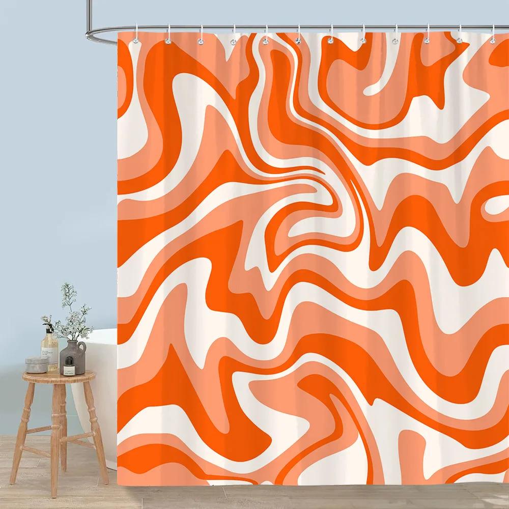 Colourful Abstract Lines Shower Curtain Modern Minimalist Style Flowing Art Polyester Shower Curtains Bathroom Decor With Hooks