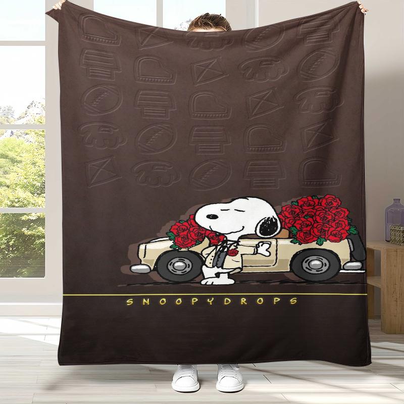 Cute Snoopy Dog Cartoon Flannel Blanket,Ultra Soft Warm Plush Throw for Home Bedroom Bed Sofa Cover Camping Picnic gift