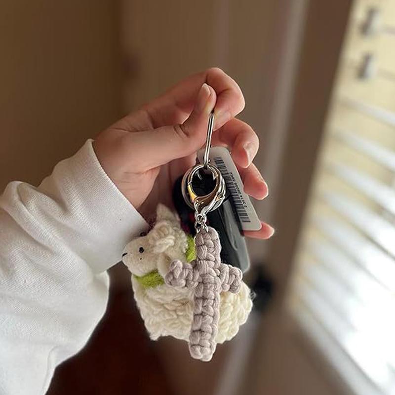 Bohemian Hand-Woven Cross Keychain Pendant Keyring Charm Car Decoration Bag Charm Jewelry Gift