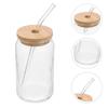 350/550ml Glass Cup with Bamboo Lids and Glass Straw 1pc Beer Shaped Drinking Glass Cute Tumbler Cup for Smoothie, Boba Tea