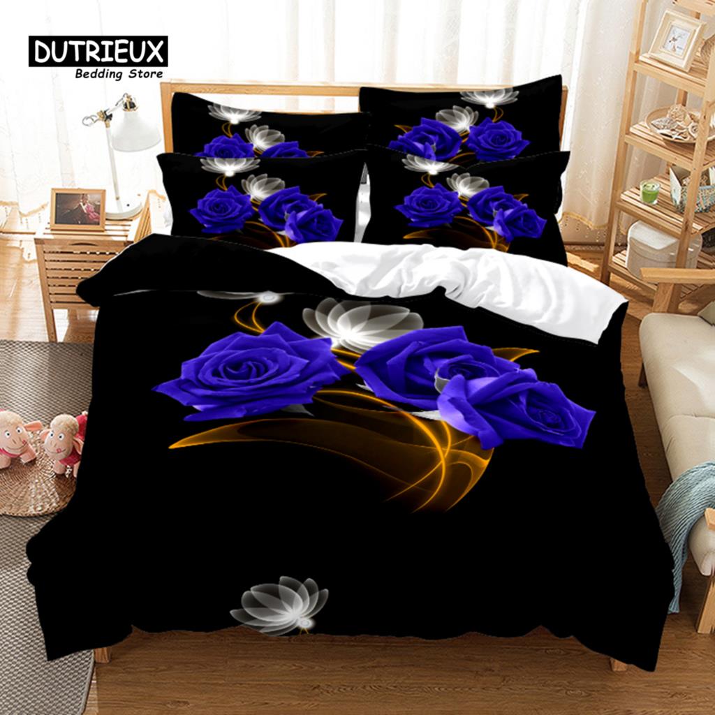 Rose Garden Duvet Cover Set, Fashion Bedding Set, Soft Comfortable Breathable Duvet Cover, For Bedroom Guest Room Decor