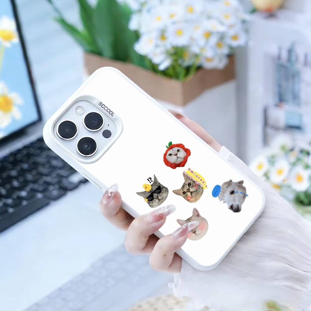 Goofy Silly Cats Big Eyes Phone Case For iPhone17, 16,15,14,13,12 Pro Max Black Candy Matte Shockproof Cover