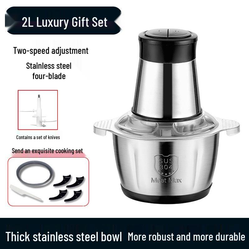 

Электрическая мясорубка из нержавеющей стали - Большая вместимость, регулируемая скорость, многофункциональная для колбасы, чеснока и пюре. CN Plug (Domestic)