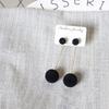 Korean Black Velvet Ball Drop Earrings - Elegant Autumn/Winter Style for Women