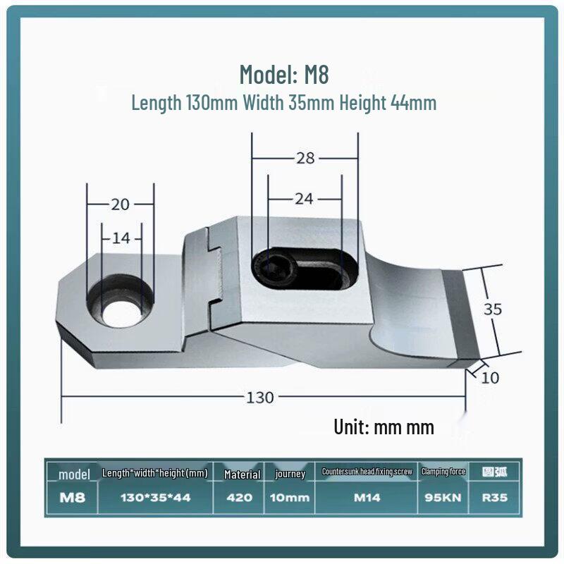 M8 Unidirectional CNC Low-Profile Heavy Duty Clamp