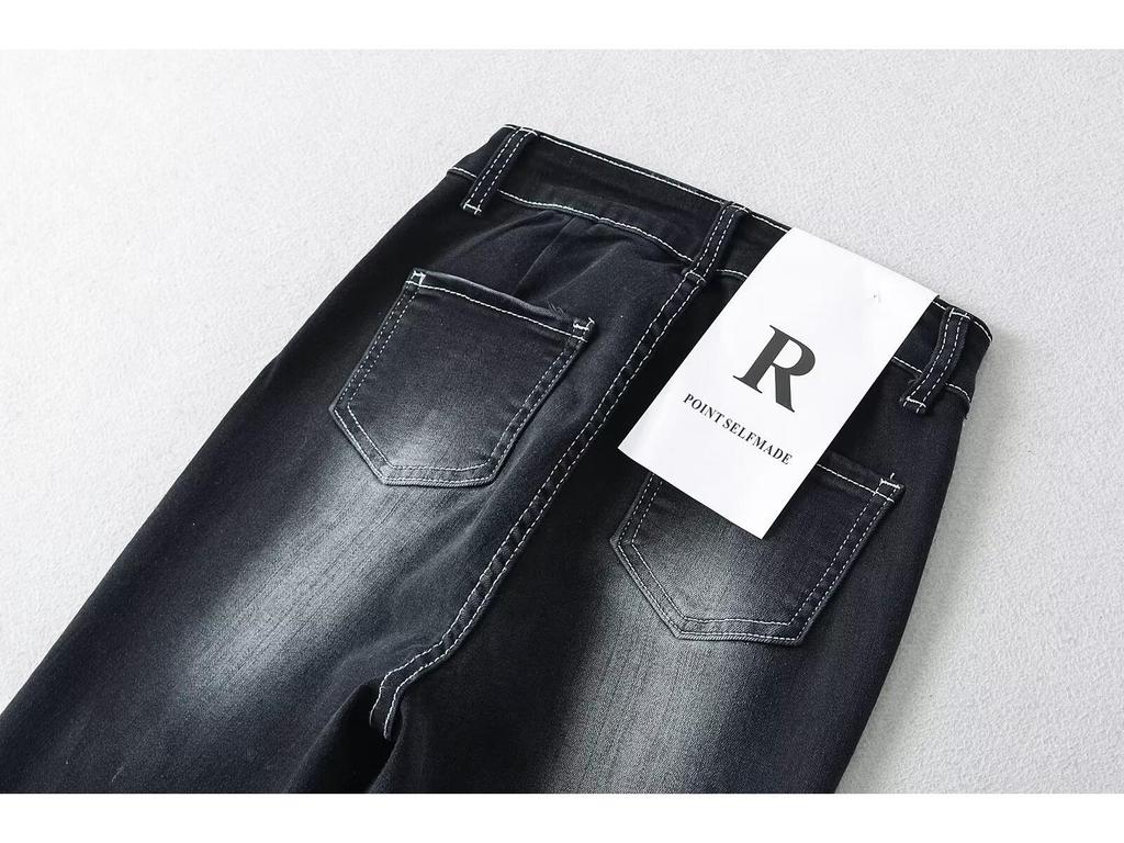 Jeansi albi retro evazați cu talie joasă pentru femei 2024