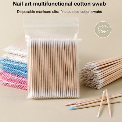100 stücke Micro Holz Wattestäbchen Wimpernverlängerung Werkzeuge Tatoo Microblading Reinigung Holzstäbchen Kosmetische Wattestäbchen Knospen Spitze