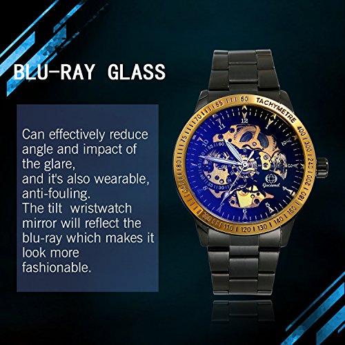 JewelryWe Men's Automatic Watch, Stylish, Waterproof, Skeleton-Style Analog Display with Numerals, Stainless Steel Strap, Popular for Business and Cas